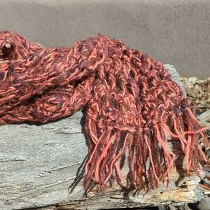 Long Knit Winter Scarf, Burnt Orange, 5x116